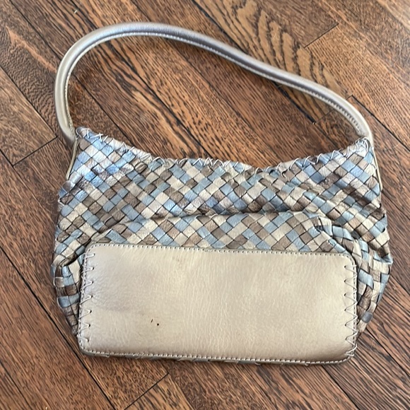 Gold, silver and copper weave leather shoulder bag - Picture 2 of 5